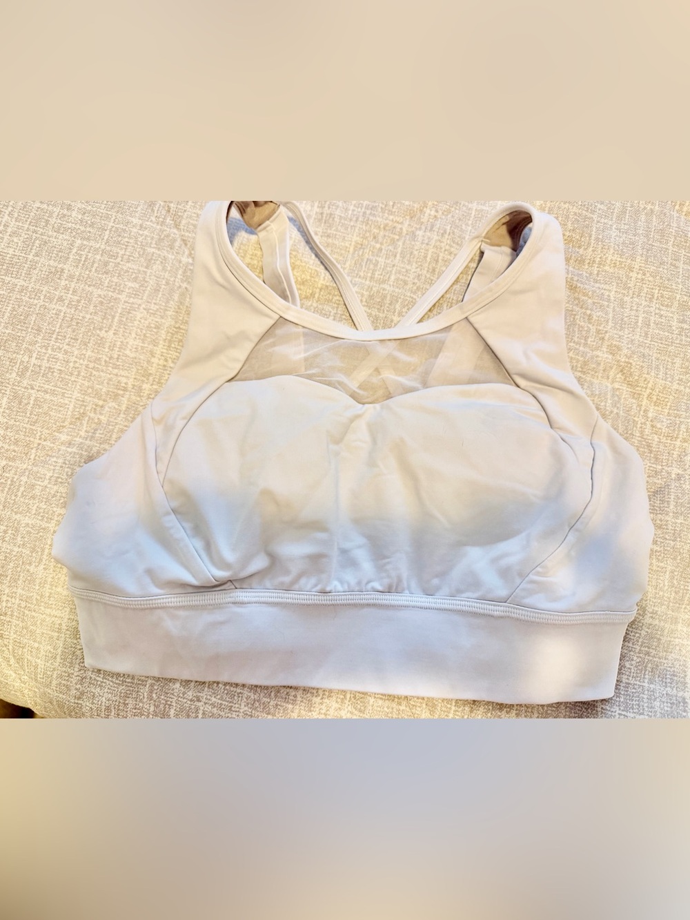 Lululemon athletica Cream Mesh-Panel Sports Bra